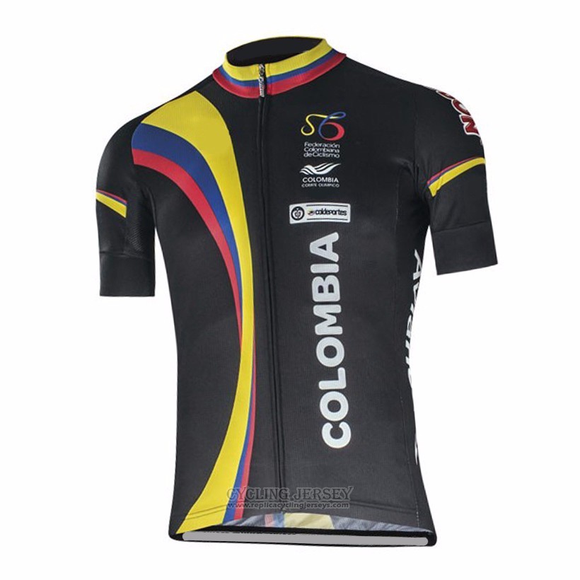 2017 Cycling Jersey Colombia Black Short Sleeve and Bib Short